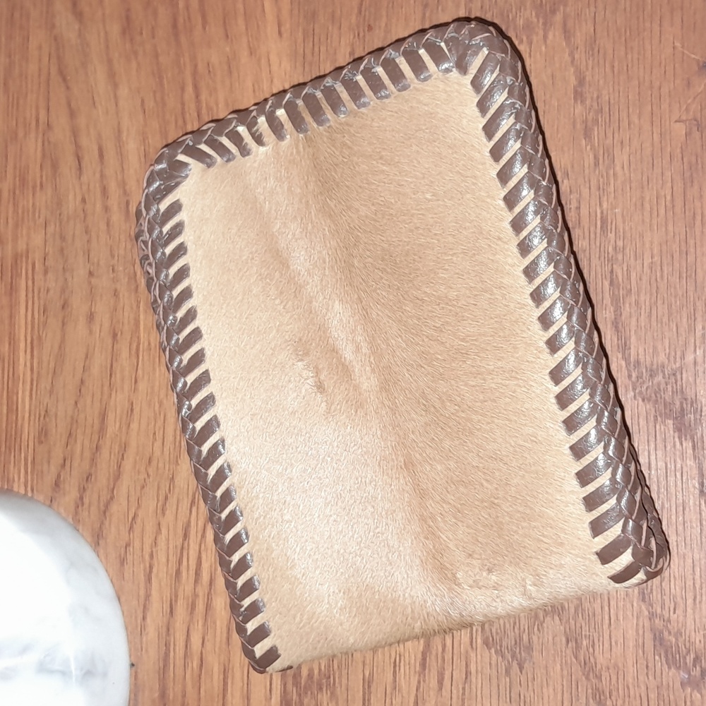 Vintage Fur Cow hide leather wallet